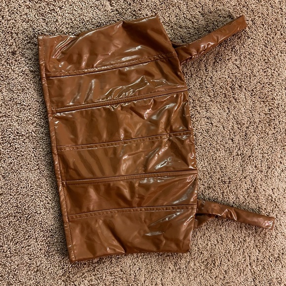 Caramel Brown Patent Leather Crop Top size large nwt - Picture 5 of 7